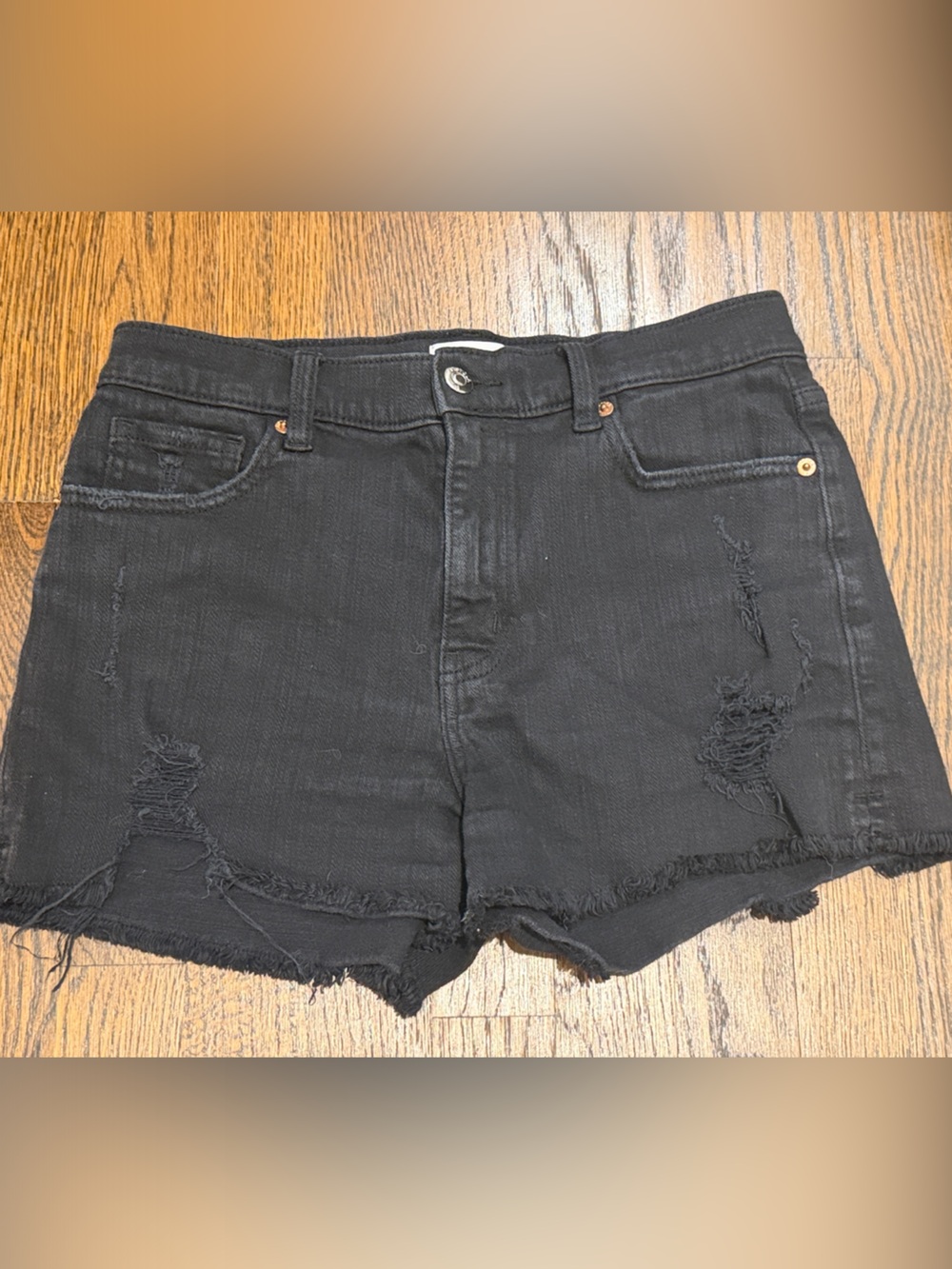 pistola Black Distressed High-Rise Denim Shorts